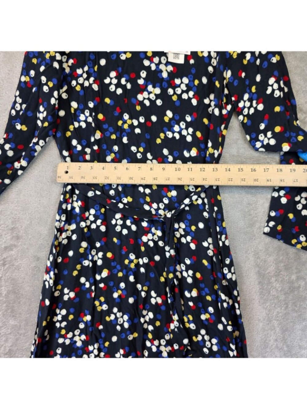 Zara Dress Womens L Multicolor Polka Dot Round Neck Long Sleeve Maxi Belted - Picture 7 of 13